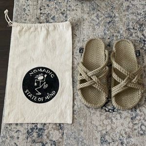 Nomadic state of mind camel slip on rope sandal